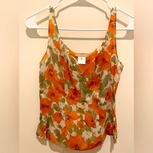 LUCA LUCA Orange Floral Silk Tank Top